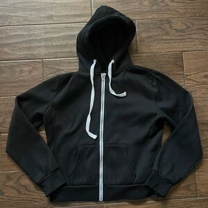 Black and white zip up hoodie sweater